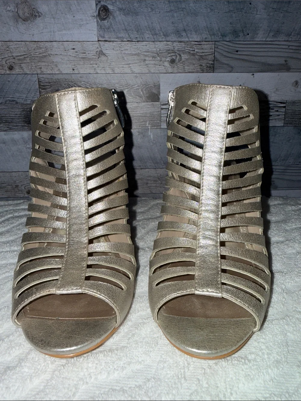 Coach Metallic Gold Strappy Heels